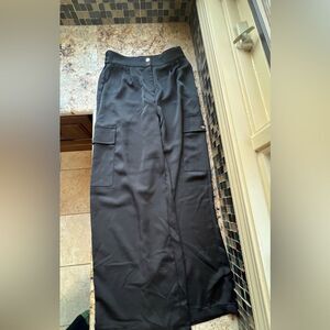 Black Satin Cargo Pants by House of Harlow